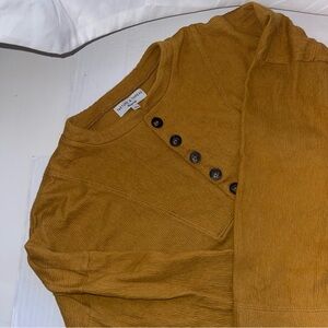 Madewell Texture & Thread Seamed Henley Long Sleeve Pullover Top Womens Medium